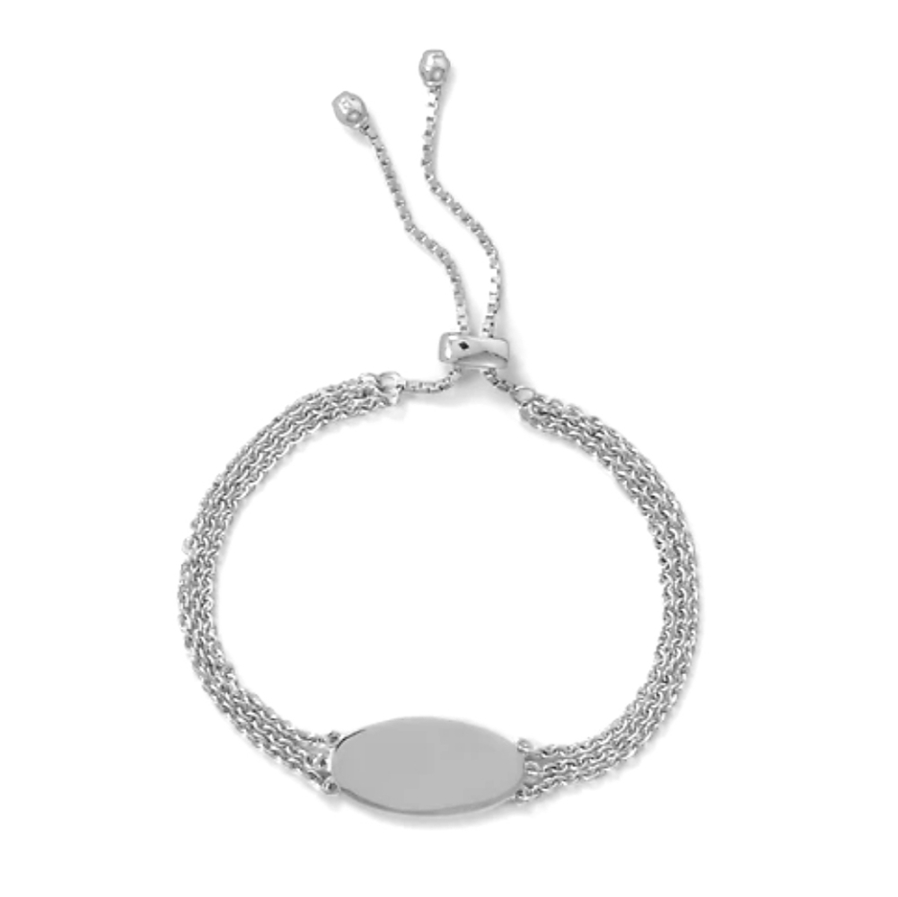 3 STRAND RHODIUM PLATED ENGRAVABLE BOLO BRACELET